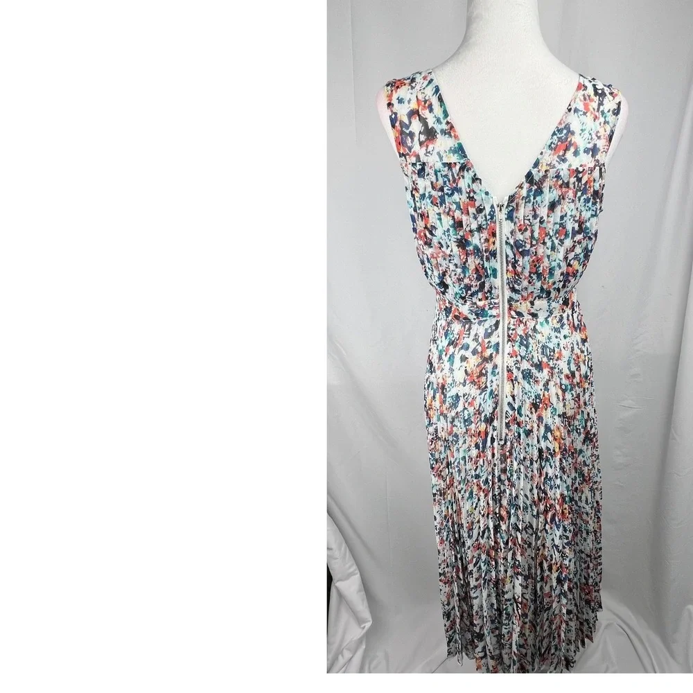 Anthropologie Plenty by Tracy Reese Dress 4 Morgan Multi Speckle Pleated Hi Low - Picture 6 of 11
